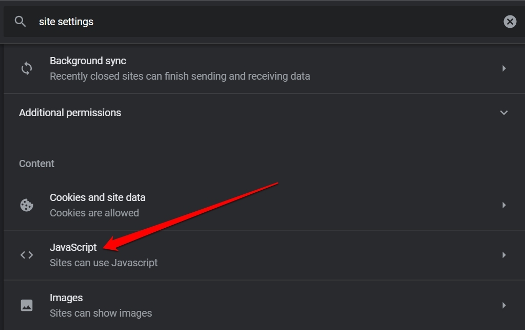 Chrome javascript settings