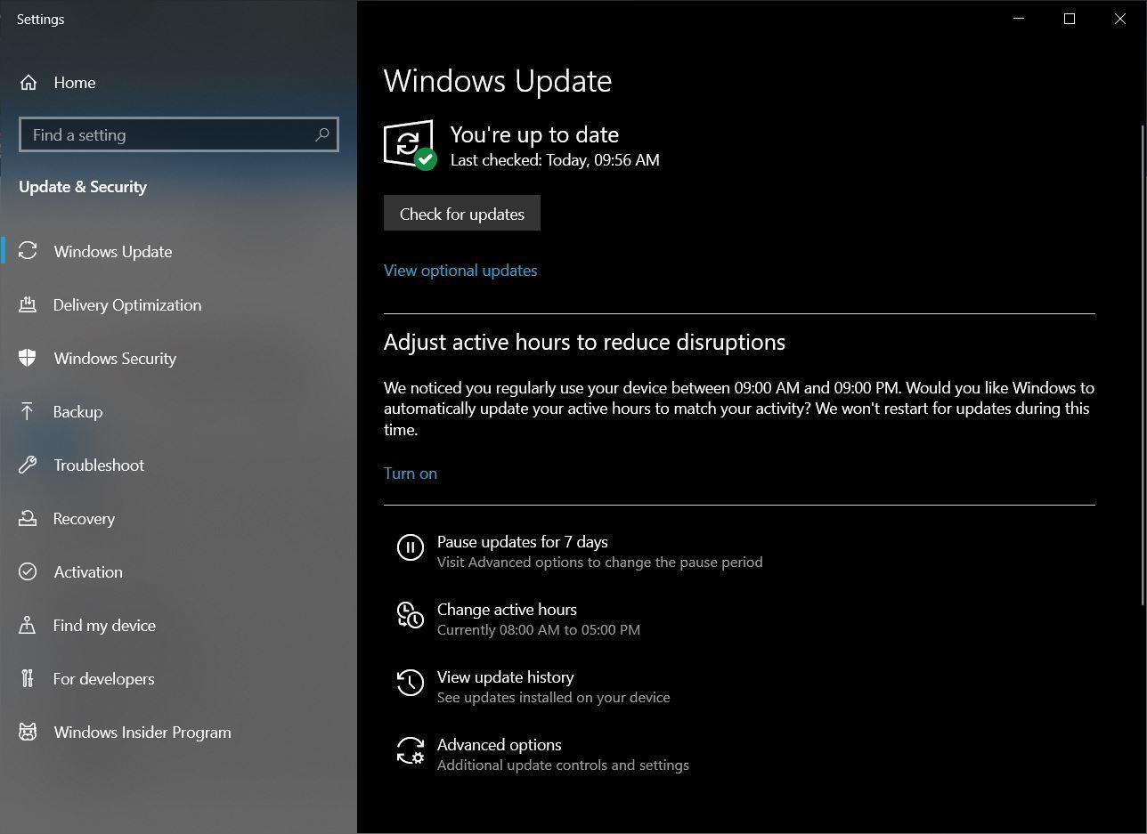 Click the Windows icon and search for Update