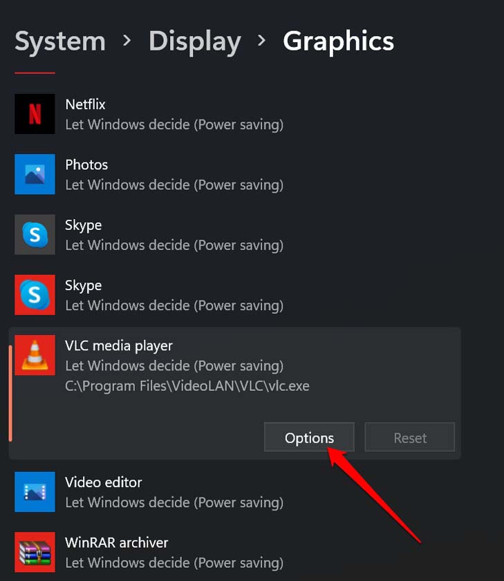 graphics setting options