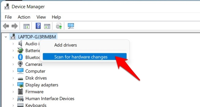 scan for hardware changes windows 11