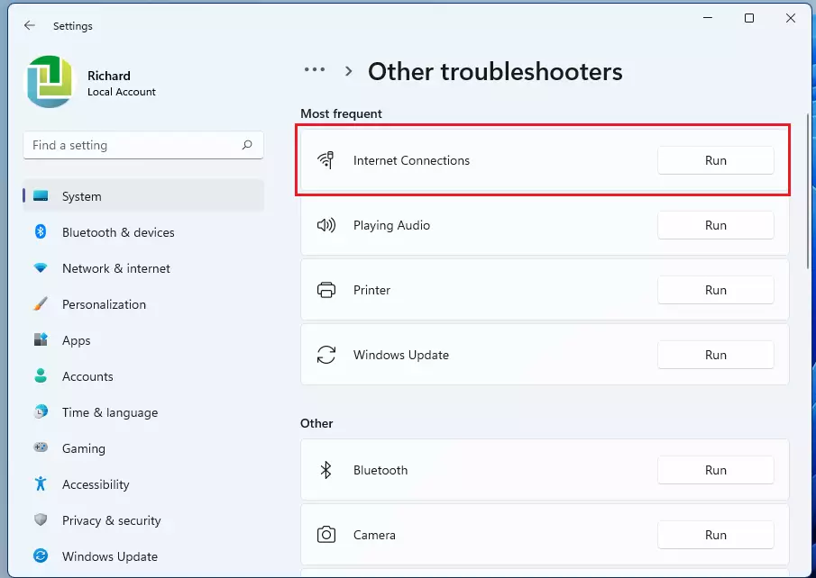 windows 11 internet connections troubleshooter